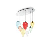 Ideal Lux Clown 7 Light Chandelier in Chrome Finish With Multi Coloured Glass Balloon Shades