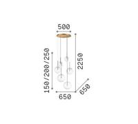 IDEAL LUX Equinoxe 6-bulb hanging light, brass-coloured with clear glass