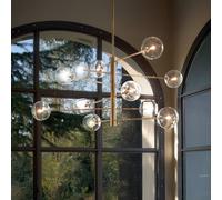 IDEAL LUX Equinoxe hanging light, brass/amber, 12-bulb