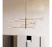 IDEAL LUX Equinoxe hanging light, brass/clear, 8-bulb