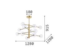 IDEAL LUX Equinoxe hanging light, chrome/smoke grey, 12-bulb