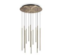 Ideal Lux Filo Decorative 12 Drop Cluster Pendant Ceiling Light Brass 3000K