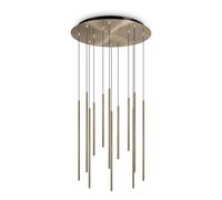Ideal Lux Filo LED hanging light 12-bulb brass