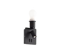Ideal Lux Gea 2 Light Wall Fitting With Reading Light In Black Finish