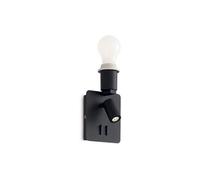 Ideal Lux Gea 2 Light Wall Fitting With Reading Light In Black Finish