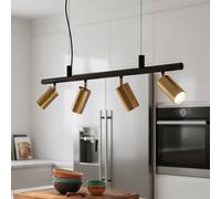 Ideal Lux hanging light Dynamite brass/black metal 4-bulb.