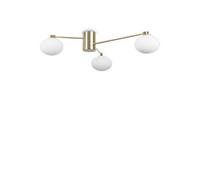 Ideal Lux Hermes 3 Light Globe Multi Arm Semi Flush Ceiling Lamp Brass