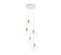 Ideal Lux Ice Indoor 5 Lights Cage Cluster Drop Ceiling Pendant Lamp White, E27
