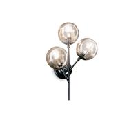 Ideal Lux Kepler 3 Wall Light in a Matt Black Finish With Amber Glass