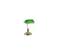 Luminosa Lighting Luminosa Lawyer 1 Light Banker Table Lamp Antique Brass With Green Glass Shade, E27
