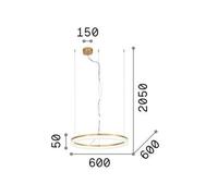 Ideal Lux Crown Integrated Led Pendant Ceiling Light Brass 3000Lm 3000K