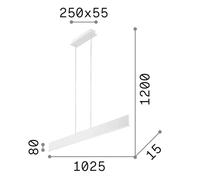 Ideal Lux LED hanging light Desk, black metal Length 102.5 cm