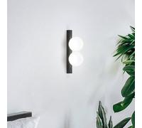 Ideallux Ideal Lux LED wall lamp Ping Pong black 2-bulb opal glass