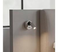 Ideal Lux LED wall spotlight Bean, Ø 7 cm, nickel-coloured metal