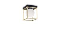 Ideal Lux Lingotto Single Light Semi Flush Ceiling Fitting in Matt Black & Brass Finish