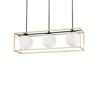 Ideal Lux Lingotto 3 Light Ceiling Pendant in Matt Black & Brass Finish