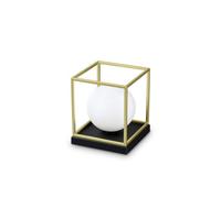 Ideal Lux Lingotto Decorative Cube Small Table Lamp Brass Satin, E14