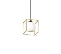 Ideal Lux Lingotto Decorative Cube Wire Frame Pendant Brass Ant, G9
