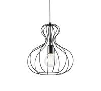 Ideal Lux Luminosa Ampolla 1 Light Ceiling Pendant Matt Black Cage Style, E27