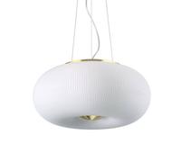 Ideal Lux Arizona 3 Light Ceiling Pendant in Satin Brass Finish with White Glass Shade