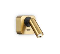 Ideal Lux LED wall spotlight Bean, brass-coloured, width 7 cm