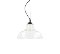 Ideal Lux Bistro Single Light Ceiling Pendant in a Black Finish With Clear Glass Shade