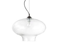 Ideal Lux Bistro Round Single Light Ceiling Pendant in a Black Finish With Clear Glass Shade