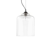 Ideal Lux Luminosa Bistro 1 Light Dome Ceiling Pendant Black Clear Blown Glass Square, E27