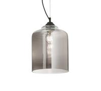 Ideal Lux Luminosa Bistro 1 Light Dome Ceiling Pendant Black, Smokey Grey, Glass Square, E27