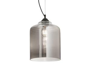 Ideal Lux Luminosa Bistro 1 Light Dome Ceiling Pendant Black, Smokey Grey, Glass Square, E27