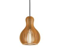 Ideal Lux Citrus-3 Single Light Ceiling Pendant With Wooden Slatted Shade