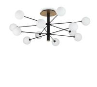 Ideal Lux Cosmopolitan 12 Light Semi-Flush Ceiling Light In Matt Black & Satin Brass Finish