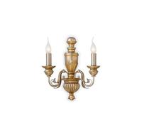 Ideal Lux Luminosa Dora 2 Light Indoor Candle Wall Light Antique Brass, E14