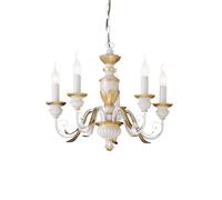 Ideal Lux Luminosa Firenze 5 Light Chandelier Ivory, Gold Finish, E14