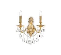 Ideal Lux Luminosa Gioconda 2 Light Indoor Candle Wall Light Gold With Crystals, E14
