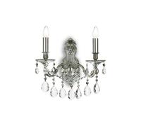 Ideal Lux Luminosa Gioconda 2 Light Indoor Candle Wall Light Silver With Crystals, E14