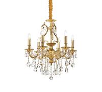 Ideal Lux Luminosa Gioconda 6 Light Crystal Chandelier Antique Gold Finish, E14