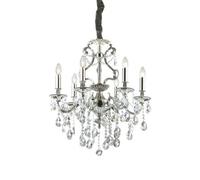 Ideal Lux Luminosa Gioconda 6 Light Crystal Chandelier Antique Silver Finish, E14