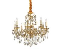 Ideal Lux Luminosa Gioconda 8 Light Crystal Chandelier Antique Gold Finish, E14