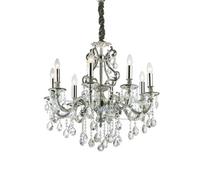 Ideal Lux Luminosa Gioconda 8 Light Crystal Chandelier Antique Silver Finish, E14