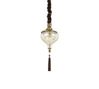 The Italian Collection Harem Ceiling Pendant Light in Antique Brass Finish With Amber Glass