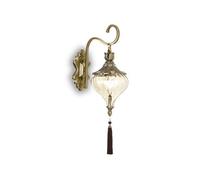 Ideal Lux Luminosa Harem 1 Light Indoor Glass Wall Light Antique Brass, Amber, E27