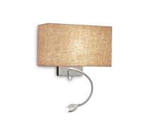 Ideal Lux Hotel Wall Fitting In Polished Chrome Finish with Reading Light And Brown Shade