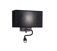 Ideal Lux Hotel Wall Fitting with Reading Light in Black Finish