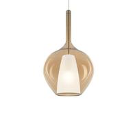 Ideal Lux Luminosa Kalique I 28Cm Dome Pendant Ceiling Light Amber 1X E27