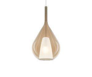 Ideal Lux Luminosa Kalique Ill 28Cm Teardrop Dome Pendant Ceiling Light Amber 1X E27