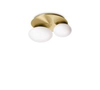 Ideal Lux Luminosa Ninfea 2 Light Round Decoratiglass Flush Ceiling Light Brass