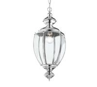 Ideal Lux Luminosa Norma 1 Light Ceiling Lantern Pendant Chrome Glass, E27