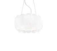 Ideal Lux Ovalino 5 Light Ceiling Pendant In Chrome Finish With White Glass
