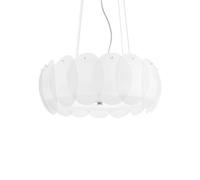 Ideal Lux Ovalino 8 Light Ceiling Pendant In Chrome Finish With White Glass